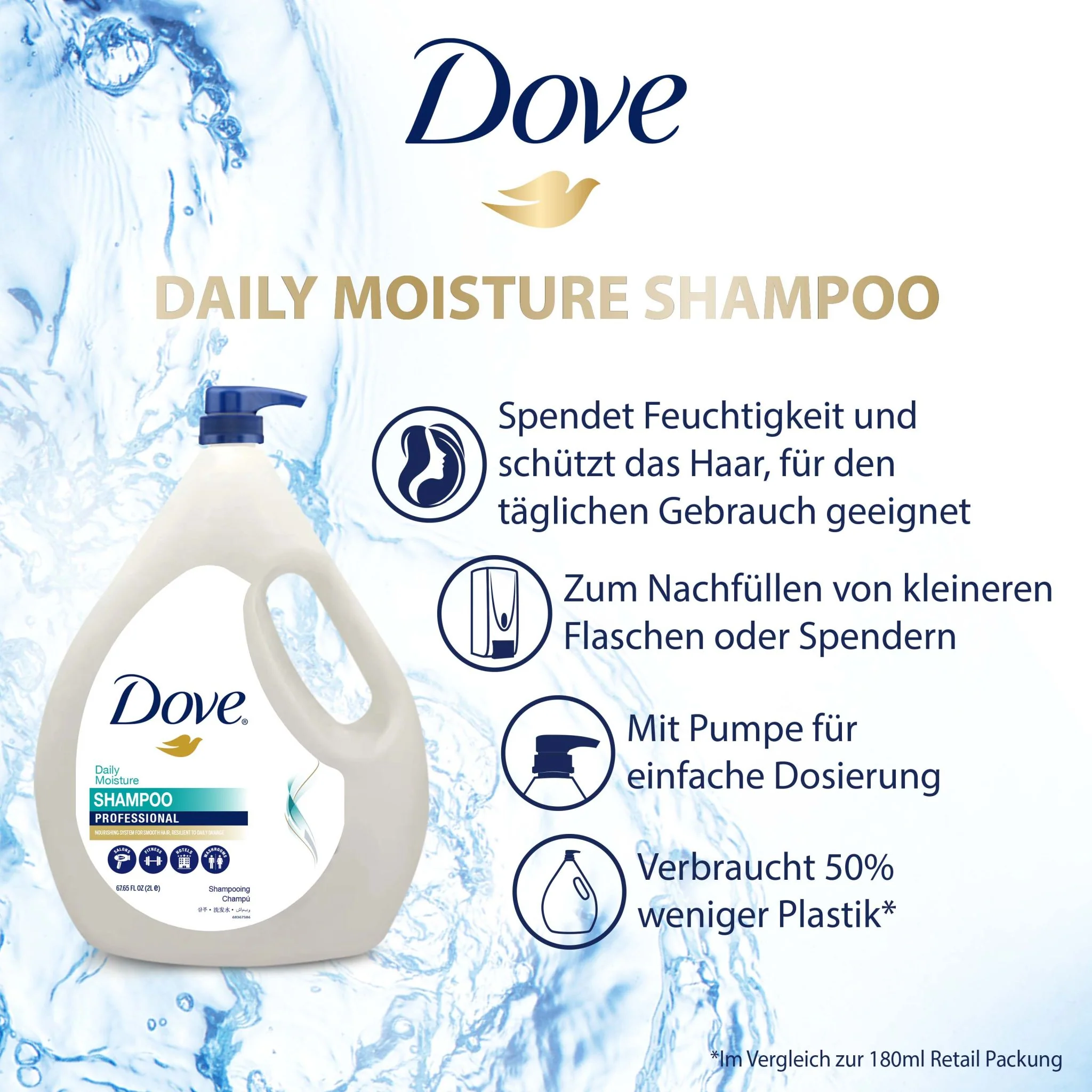 Dove Pro Shampoo | Pflegeshampoo | Spendet Feuchtigkeit und verhilft zu weichem und glattem Haar | Nachfüllpack - Image 8