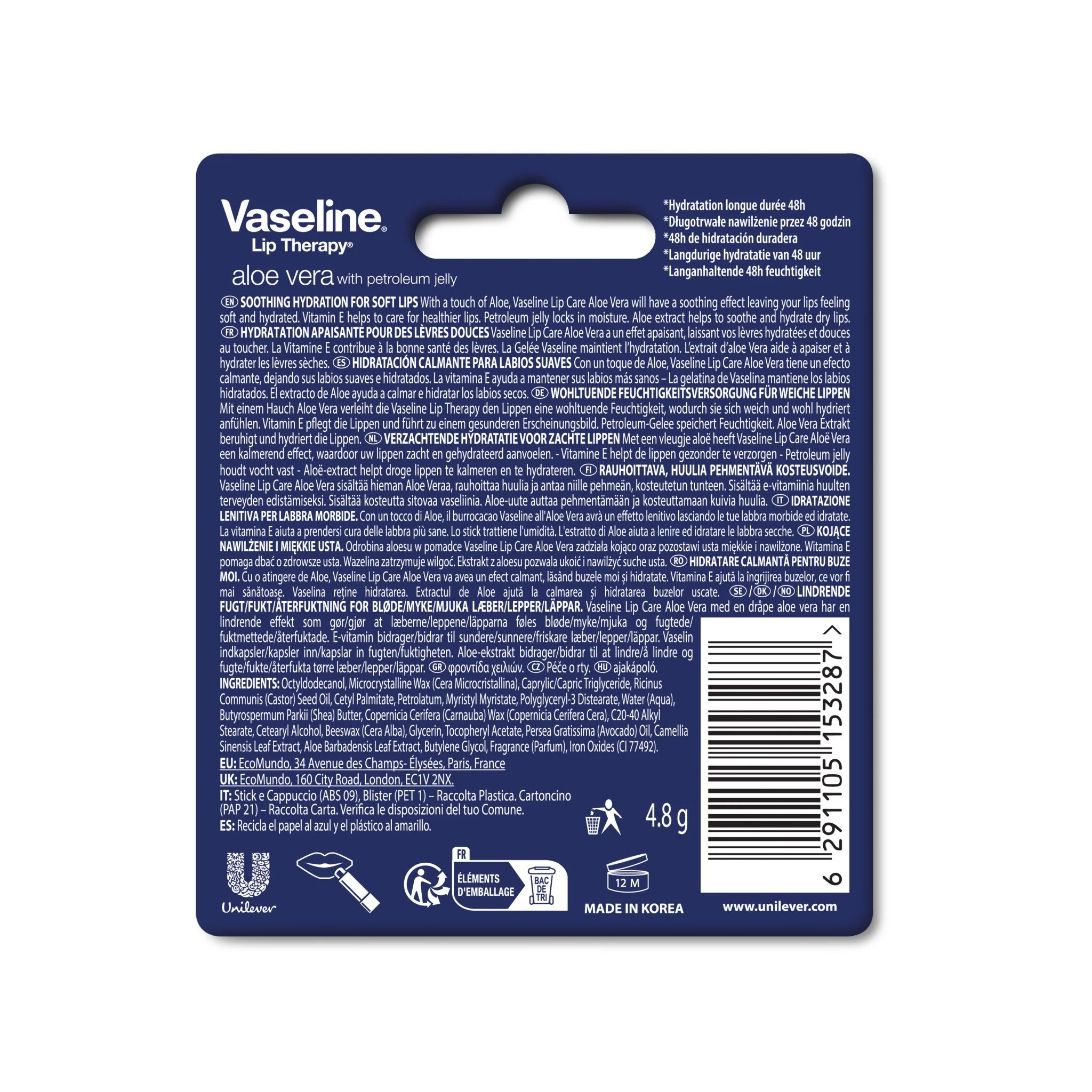 Vaseline Lip Therapy Aloe Vera | Getönter Lippenbalsam | Lippenstift mit Aloe Vera und Vitamin E - Image 9