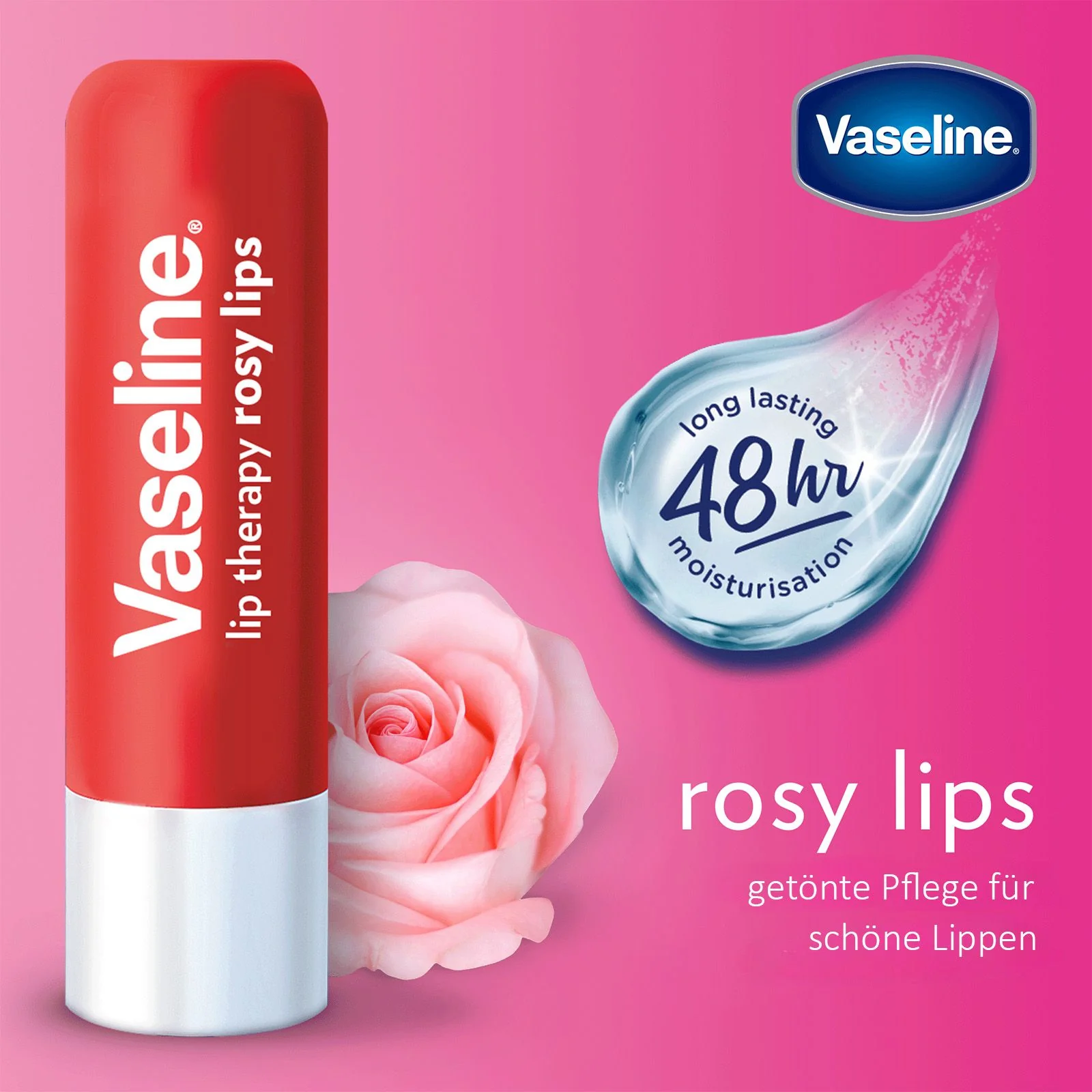 Vaseline Lip Therapy Rosy, Getönter Lippenbalsam, Lippenstift mit Mandel und Rosenöl - Image 18